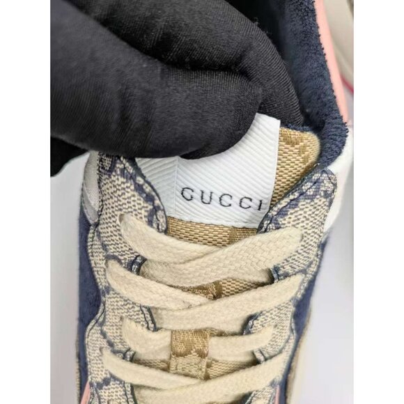 Gucci Women’s GG Rhyton Canvas Leather Low Top Sneakers Multicolor EU36.5 620185 - Picture 8 of 12